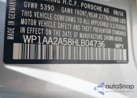 2017 Porsche Macan из США, поврежденный, VIN WP1AA2A58HLB04736